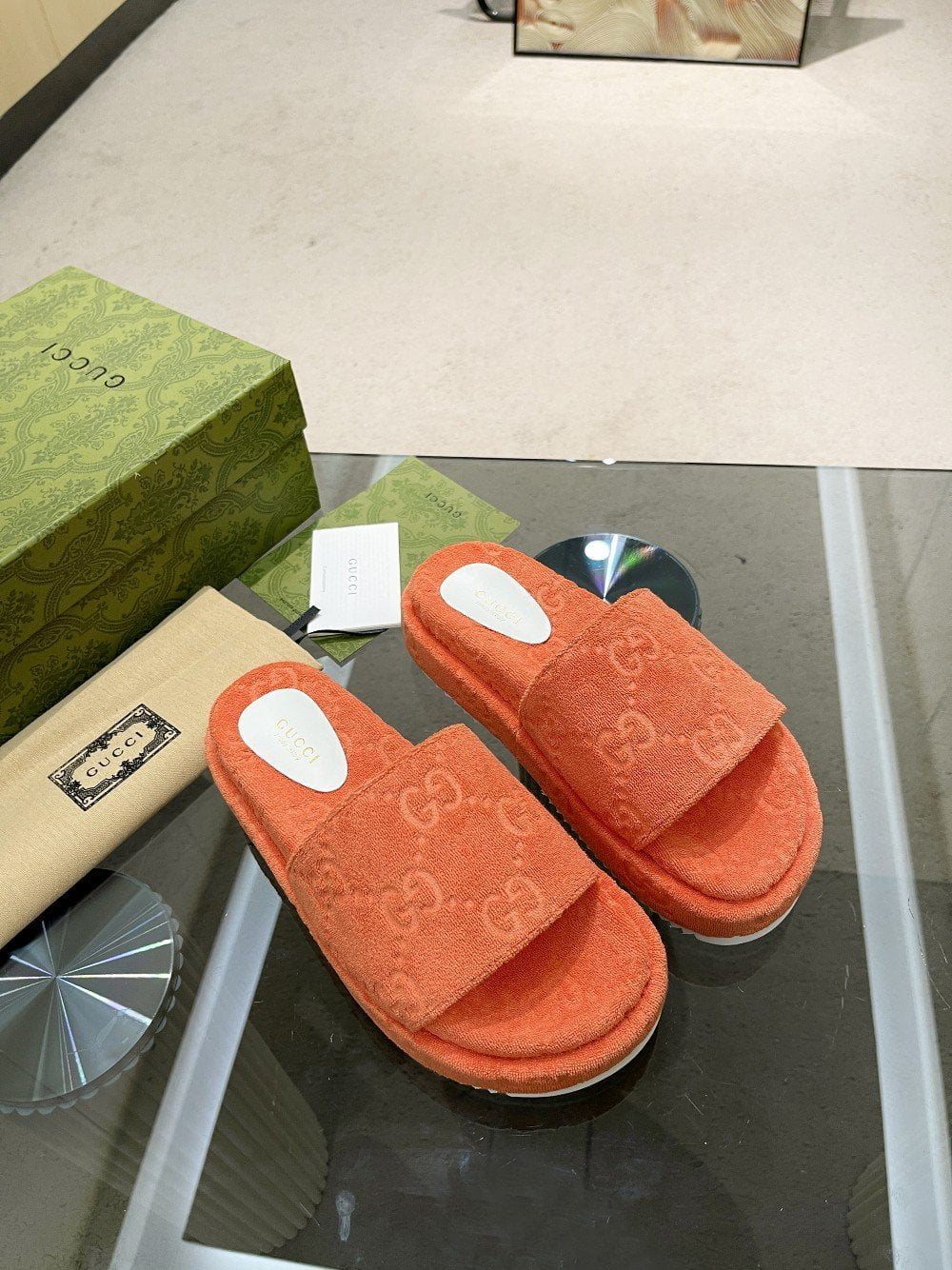 (1:1 replica) Gucci Women s GG Platform Sandal Orange For Women GG 700599 U2O00 7519