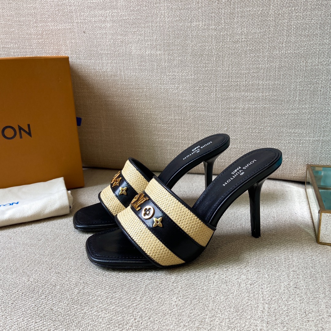 (1:1 replica) Louis Vuitton Women s Lock It Mule Black For Women LV 3.7in/9.5cm