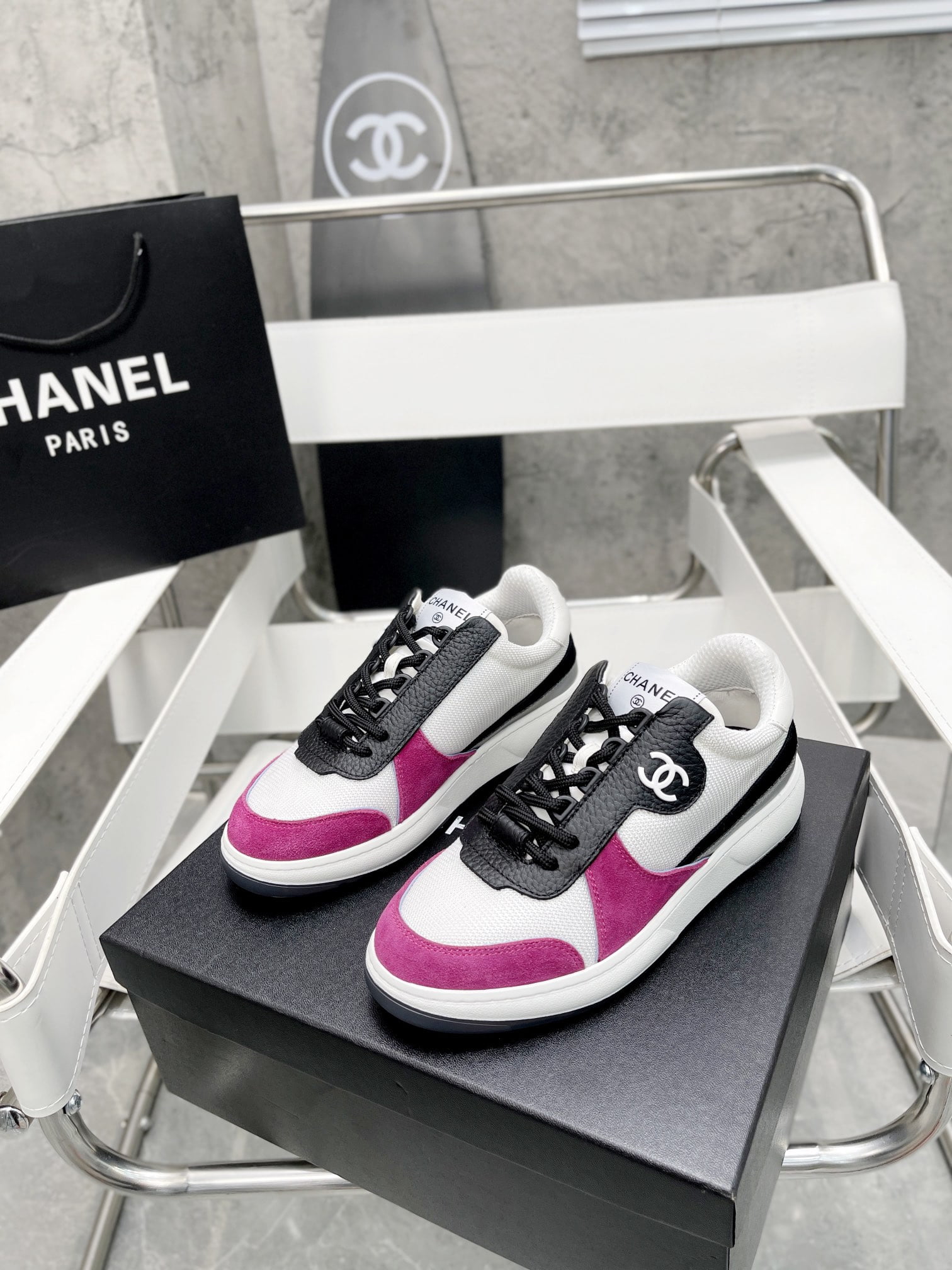 (1:1 replica) Chanel Sneakers White/Rosy For Women, Women s Shoes