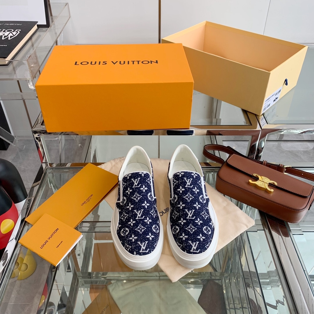 (1:1 replica) Louis Vuitton Women s Trocadero Slip On Dark Blue For Women LV