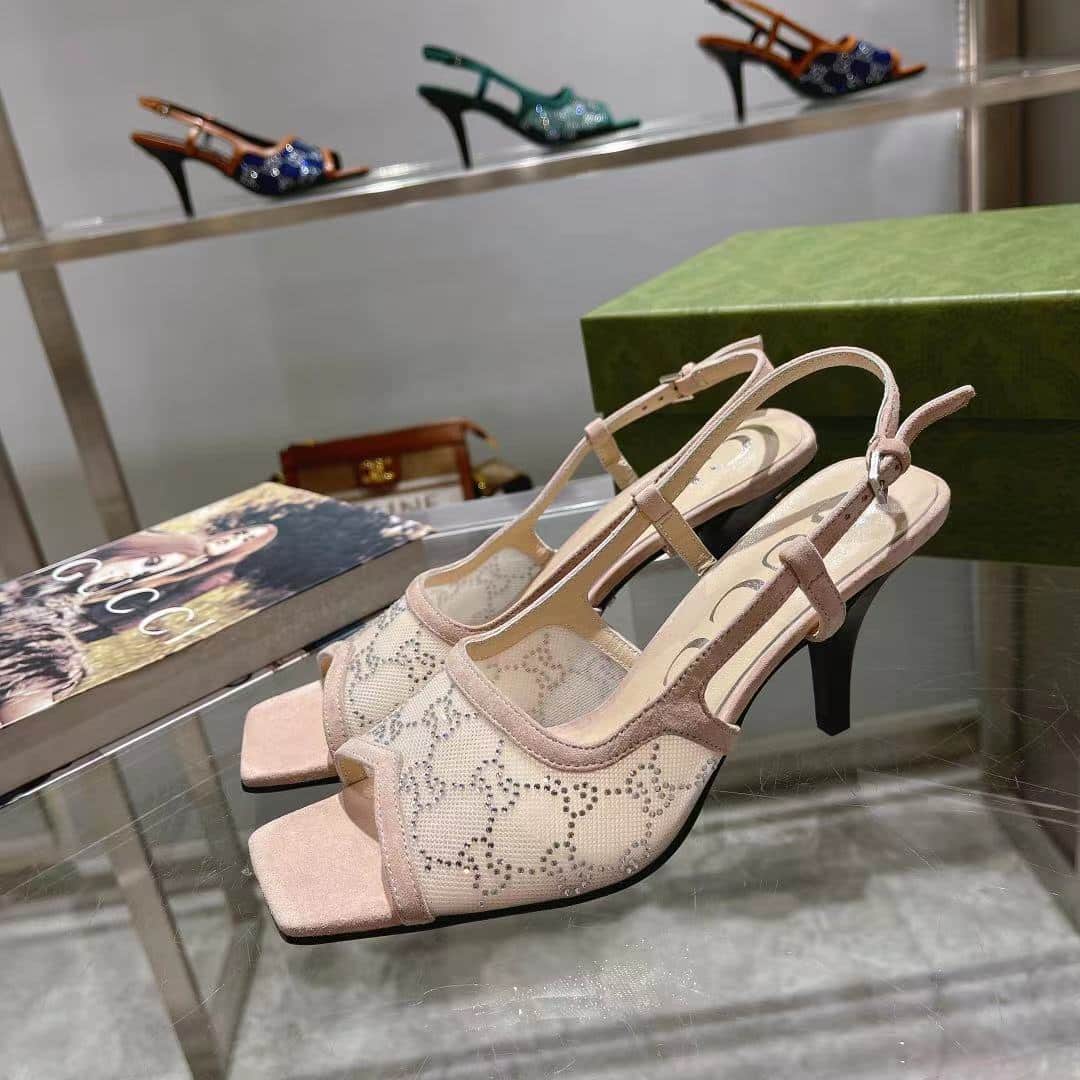 (1:1 replica) Gucci Women s GG Slingback Mid-Heel Pump Beige For Women GG