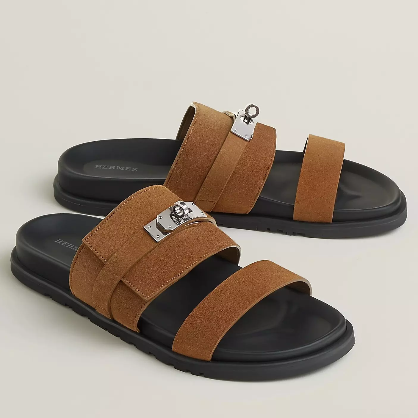 (1:1 replica) HERMES MEN S JACKSON SANDAL IN BROWN SUEDE LEATHER HMSD041