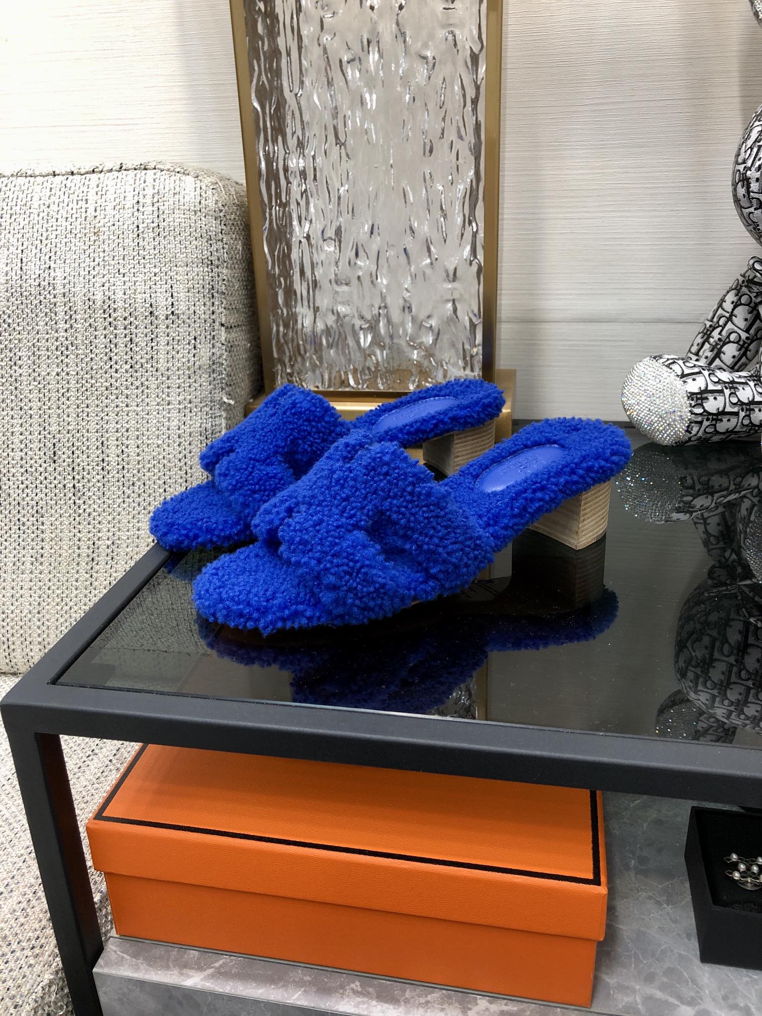 (1:1 replica) Hermes Oasis Sandal Dark Blue For Women 1.97in/5cm
