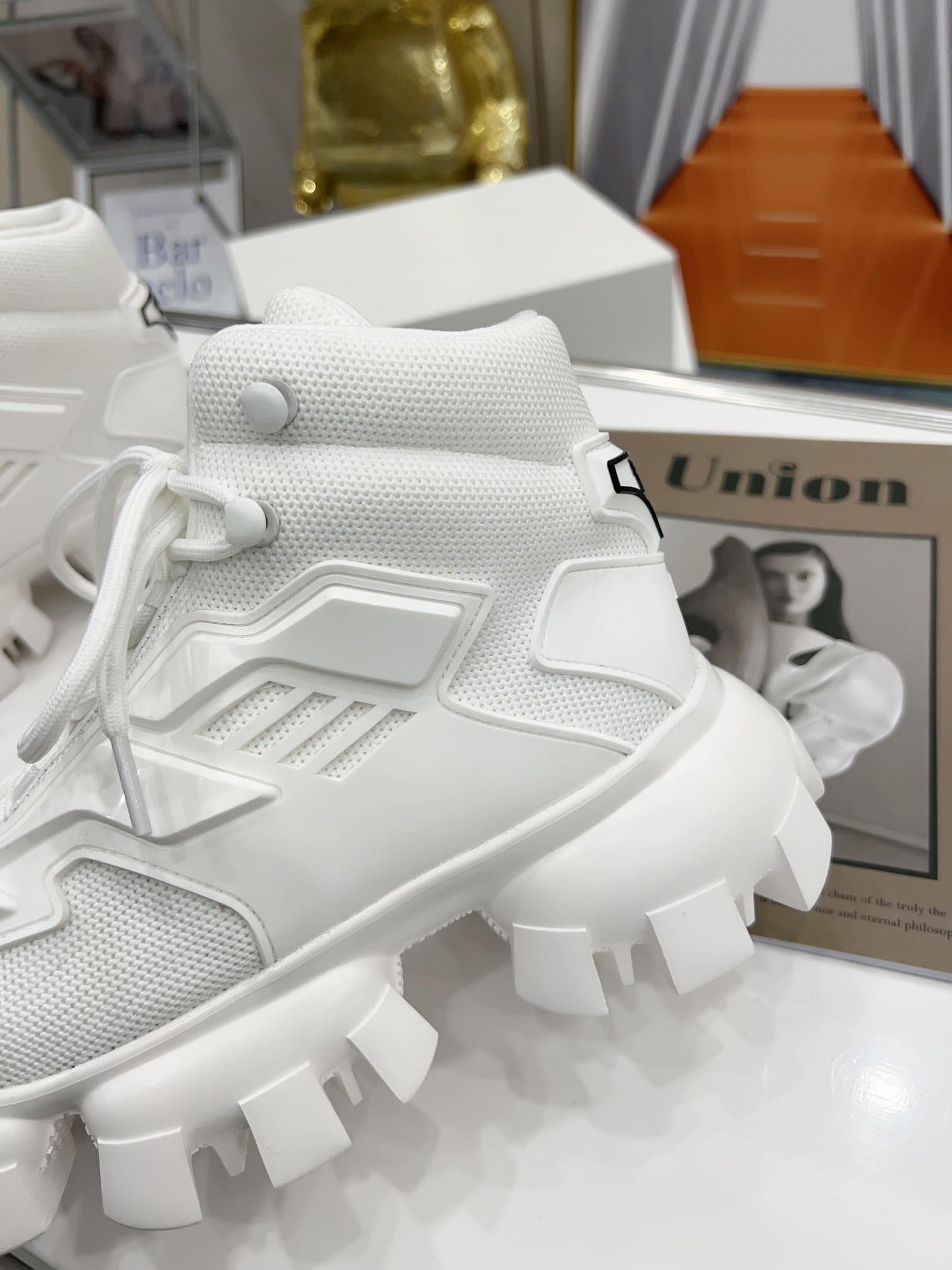 (1:1 replica) Prada Cloudbust Thunder High-Top Sneakers White For Women 1.9in/50mm PRD 2TG180_3KZU_F0009