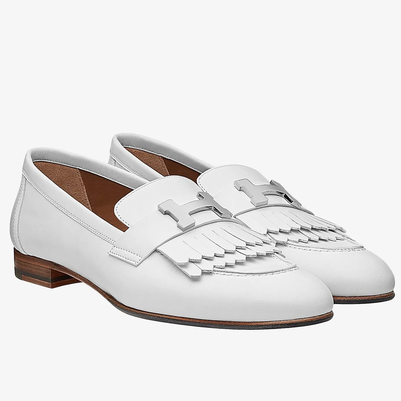 (1:1 replica) Hermes Women s Royal Loafers In White Calfksin HM089