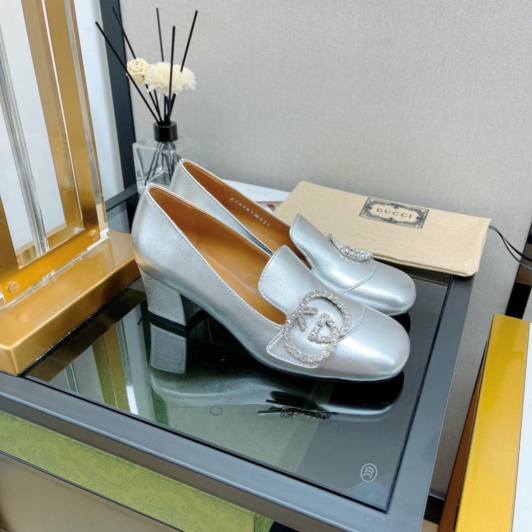 (1:1 replica) Gucci Women s Mid-Heel Pump With GG Logo For Women GG