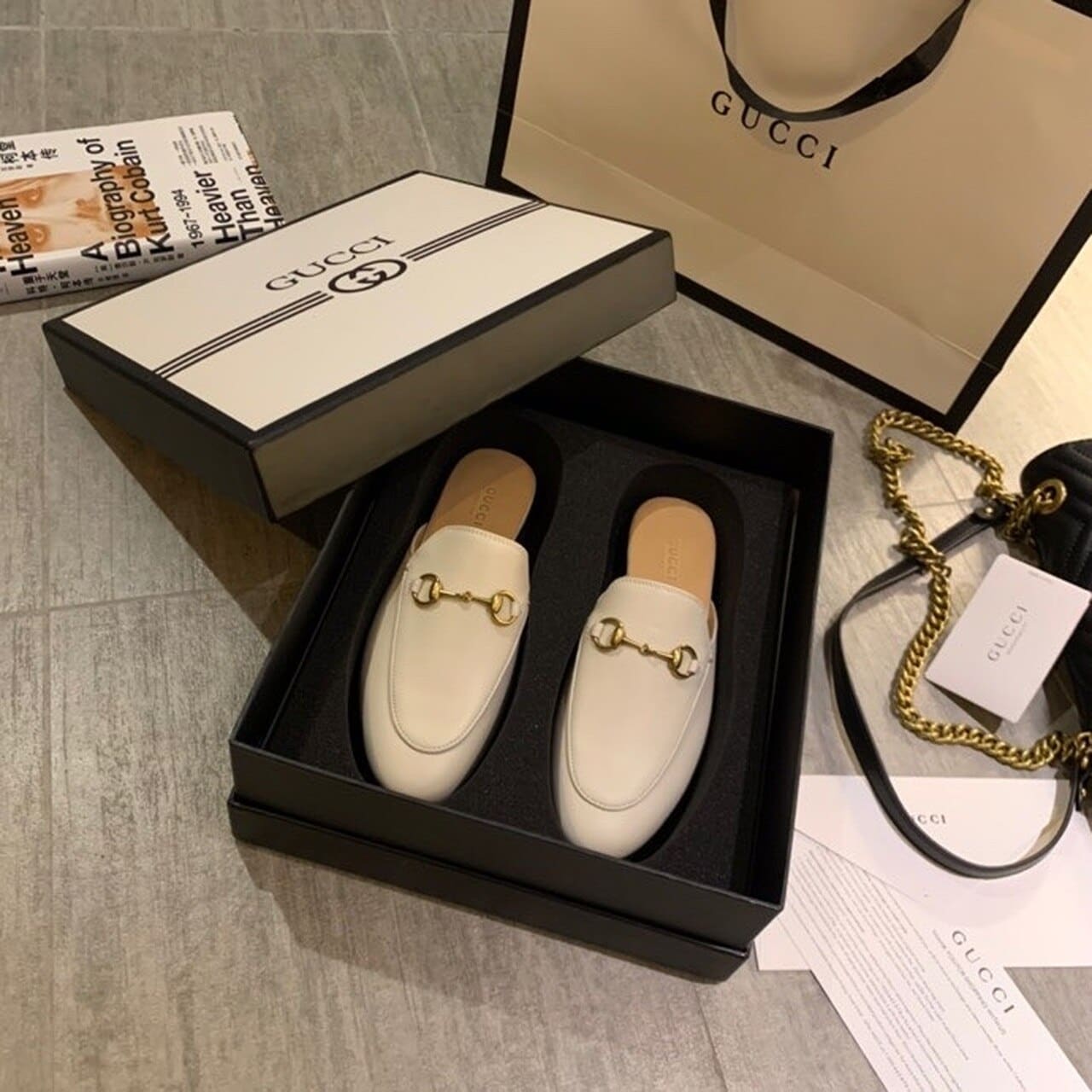 (1:1 replica) Gucci Women s Princetown Slipper White For Women GG 423513 C9D00 9022