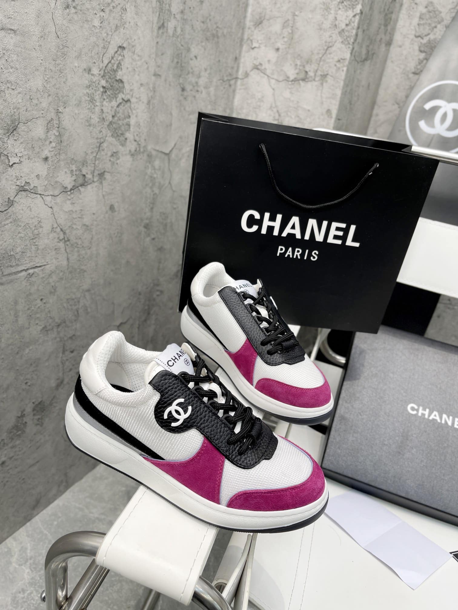 (1:1 replica) Chanel Sneakers White/Rosy For Women, Women s Shoes