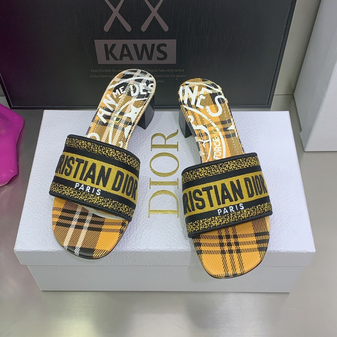 (1:1 replica) Christian Dior Women s Dway Heeled Slide YellowFor Women CD