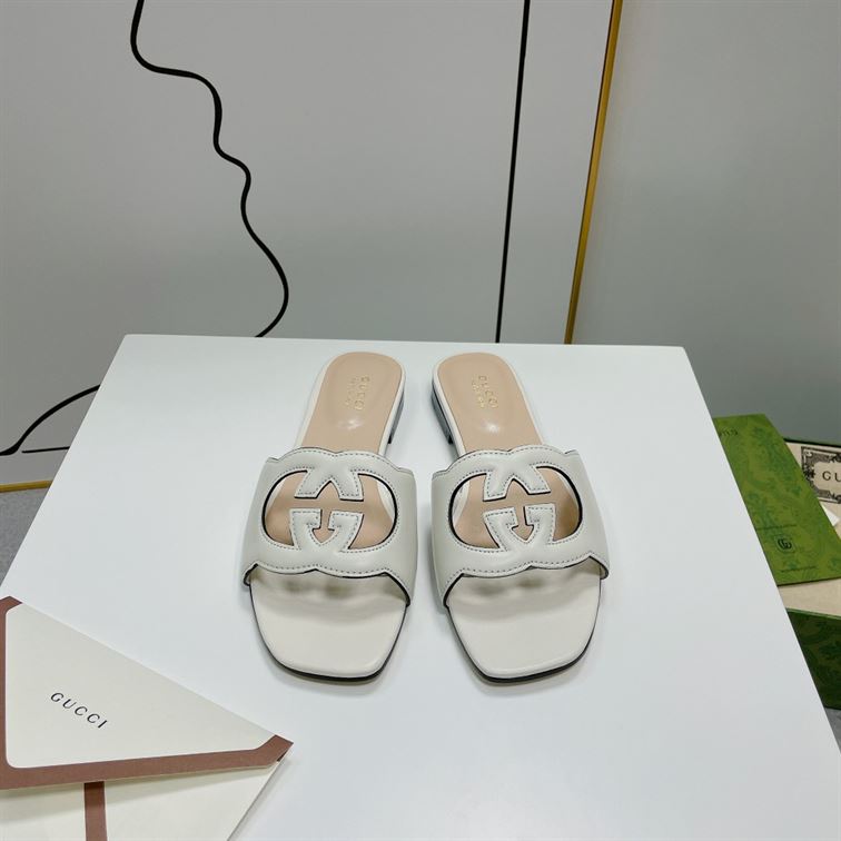 (1:1 replica) GUCCI WOMEN S INTERLOCKING G CUT-OUT SLIDE SANDAL GSL013
