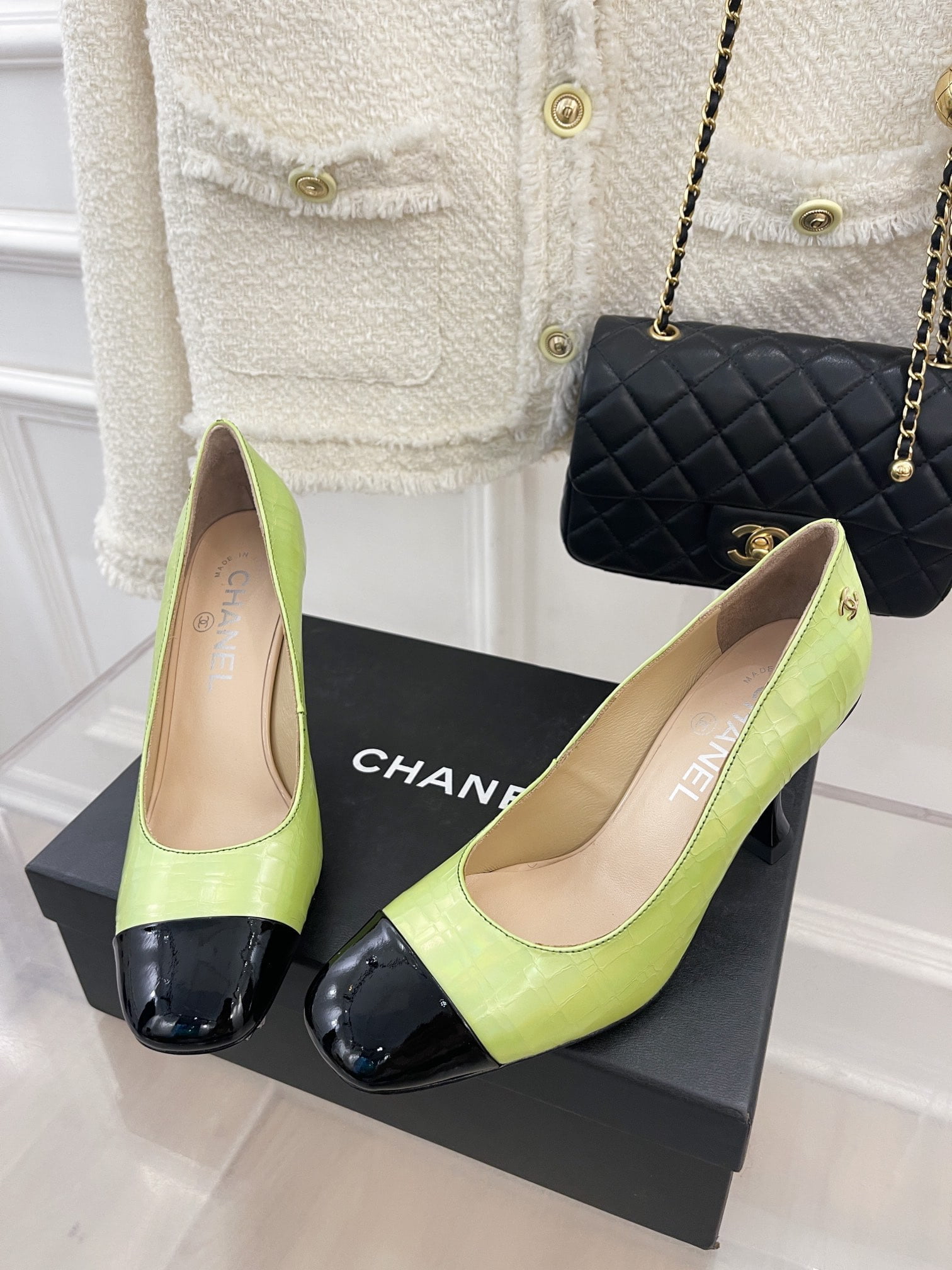 (1:1 replica) Chanel Women s Pump Grosgrain Green For Women