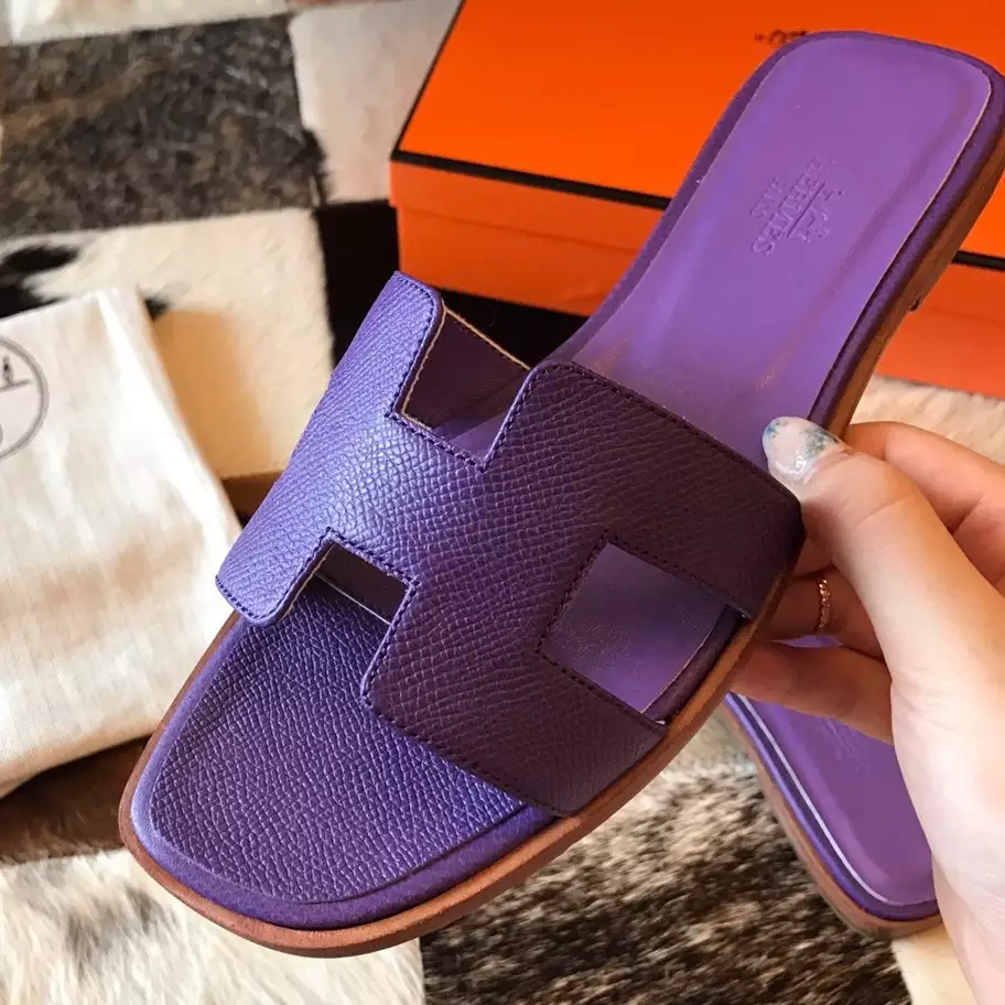 (1:1 replica) HERMES ORAN SLIDE SANDALS IN CROCUS EPSOM CALFSKIN HMSD072
