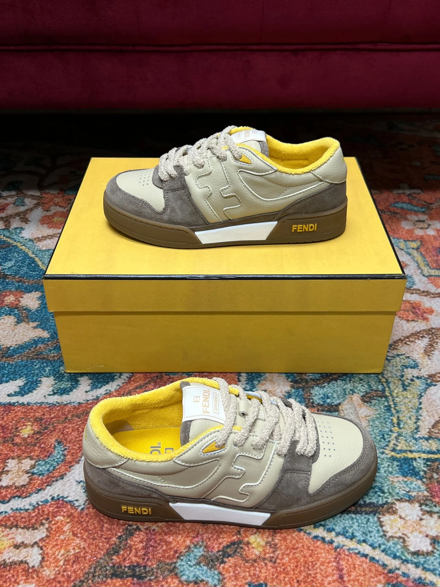 (1:1 replica) Fendi Match Low Tops In Beige For Women 8E8252AHH2F1FHU