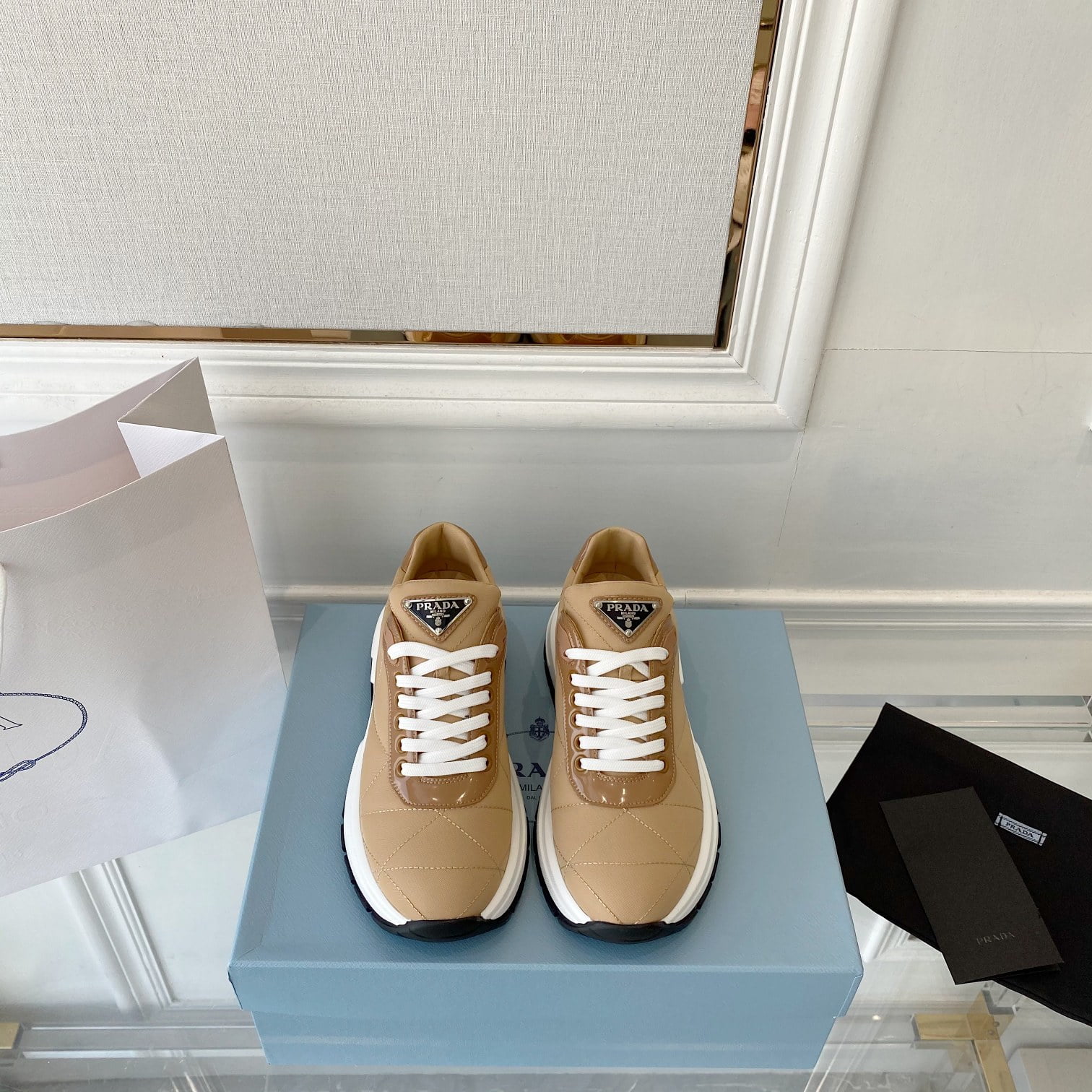 (1:1 replica) Prada Prax 01 Nylon Sneakers Brown For Women PRD