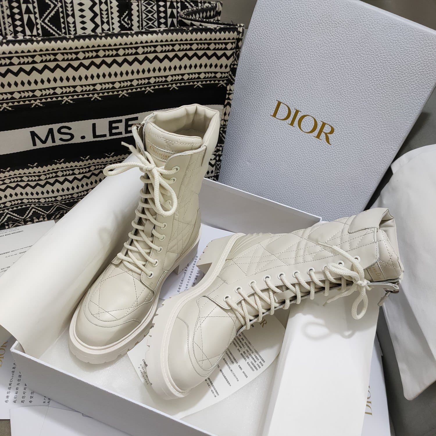 (1:1 replica) Christian Dior Women s D-Leader Ankle Boot White For Women CD KCI733CQC_S03W