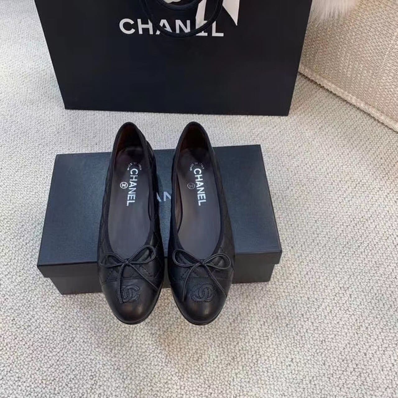 (1:1 replica) Chanel Ballerinas Black For Women, Women s Shoes 0.4in/1cm G26250 X01725 94305