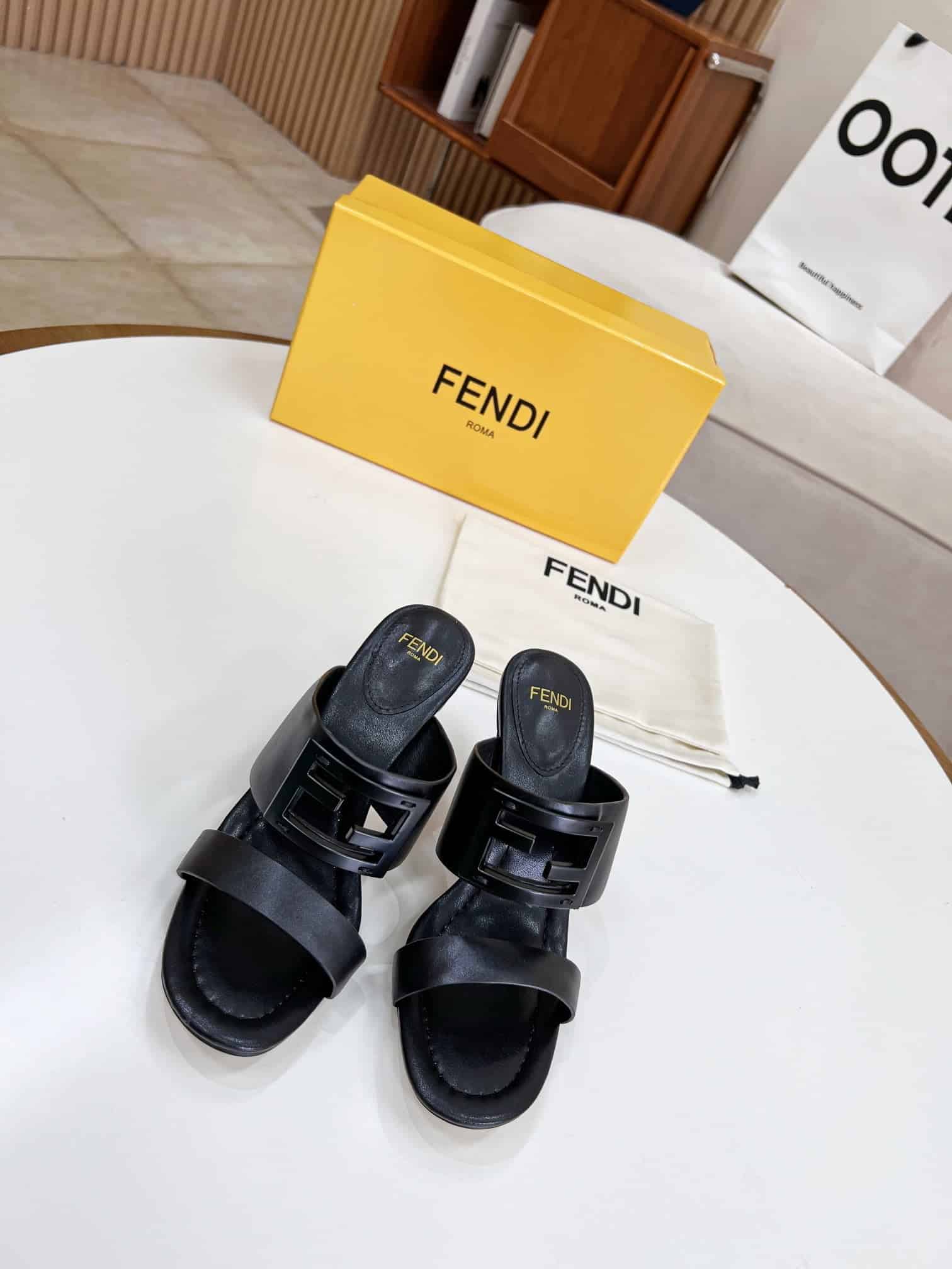 (1:1 replica) Fendi Baguette Black Heels For Women 8R8287AE7TF0ABB