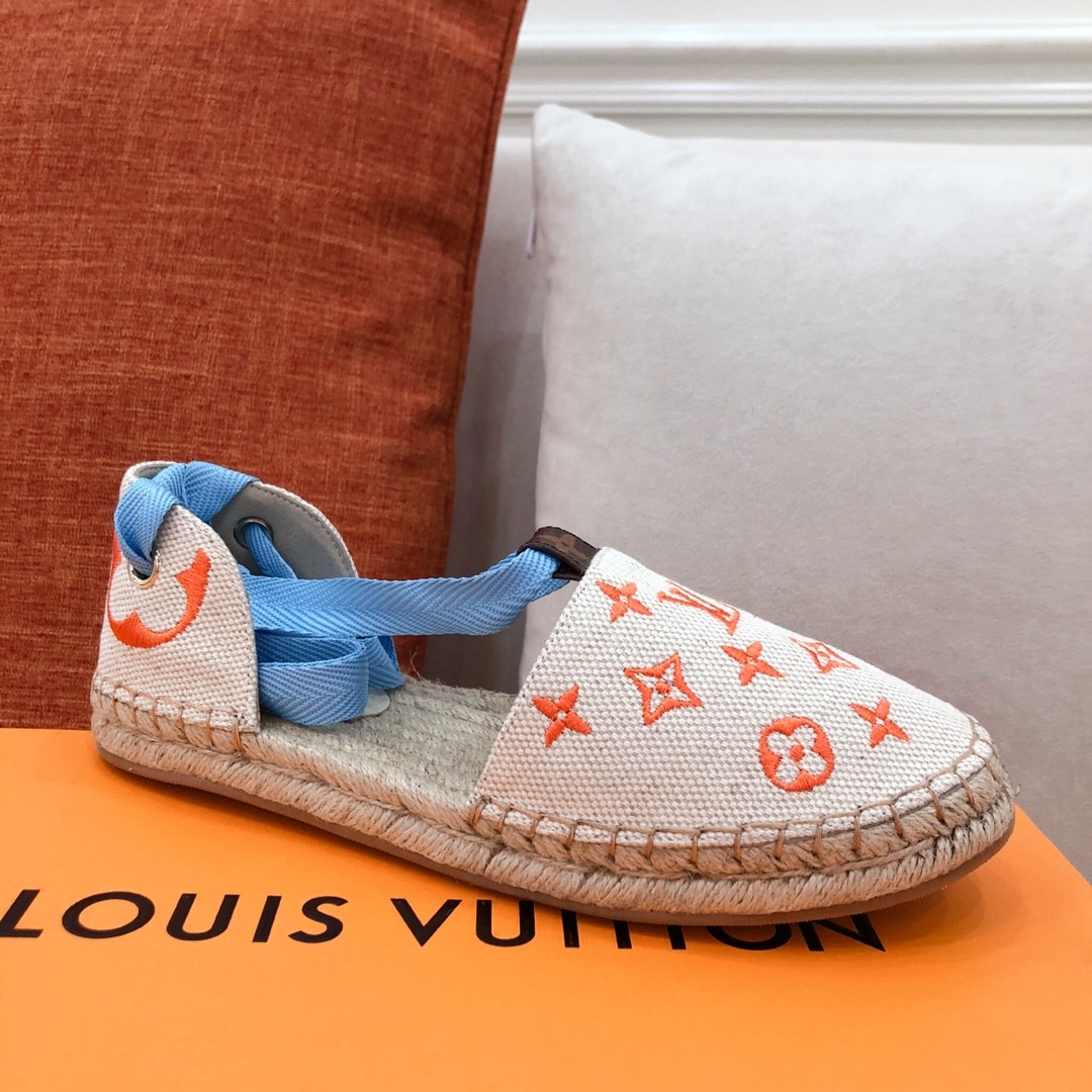 (1:1 replica) Louis Vuitton Women s Starboard Flat Espadrille Orange For Women LV