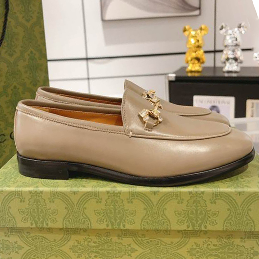 (1:1 replica) Gucci Jordaan Brown Leather Loafer GL073