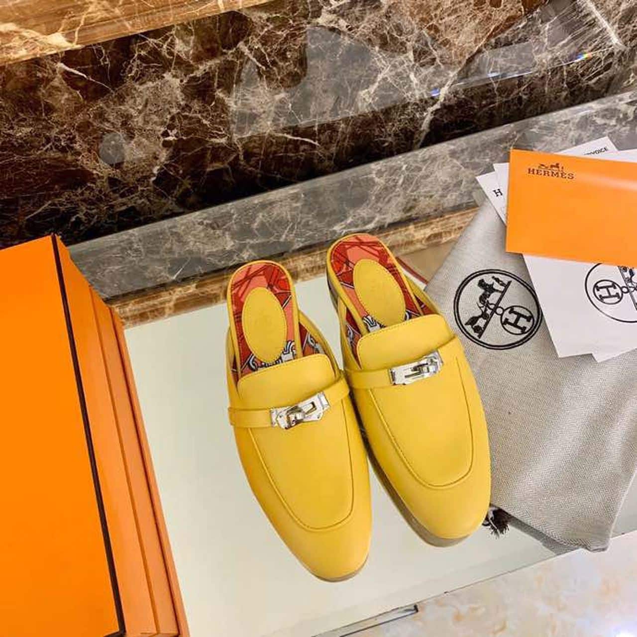 (1:1 replica) Hermes Oz Mule Yellow For Women, Women s Shoes