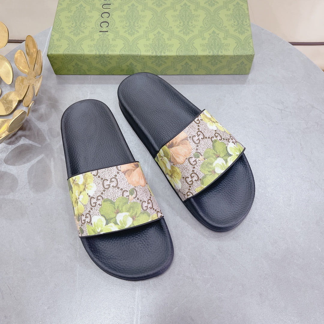 (1:1 replica) Gucci Women s GG Pursuit Floral Slider Green For Women 407345
