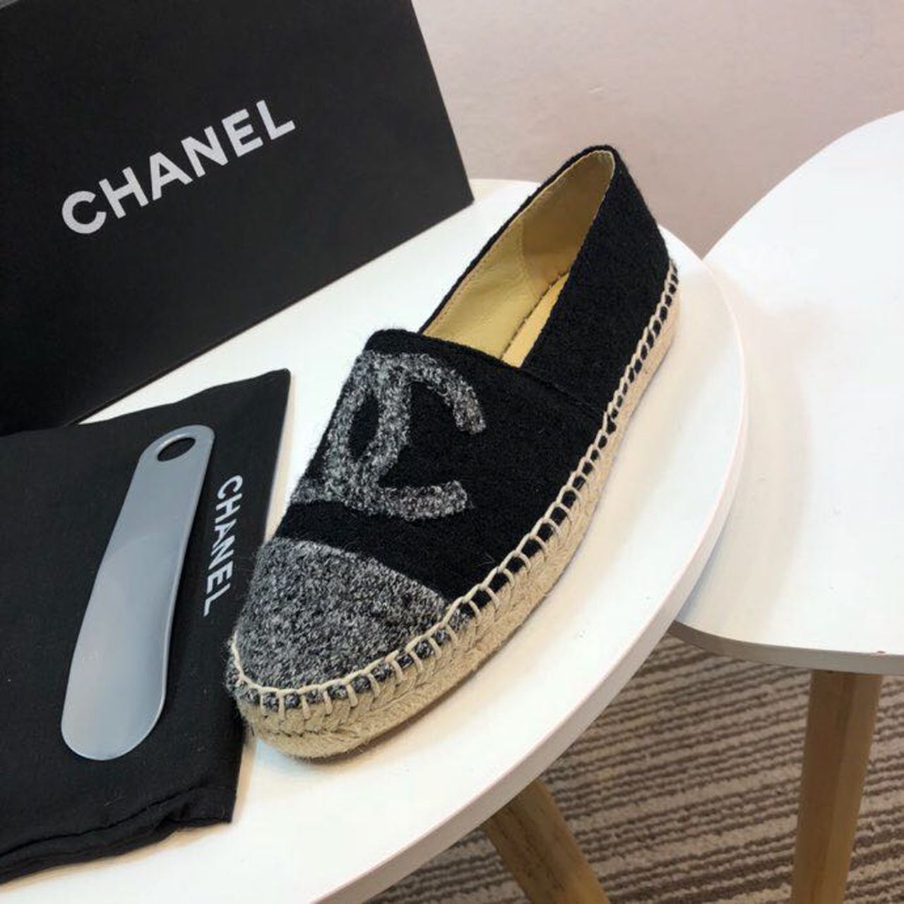 (1:1 replica) Chanel Espadrille Black/Grey For Women, Women s Shoes G29762