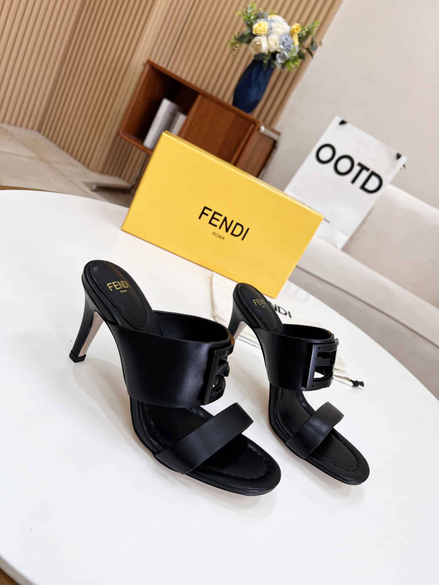 (1:1 replica) Fendi Baguette Black Heels For Women 8R8287AE7TF0ABB