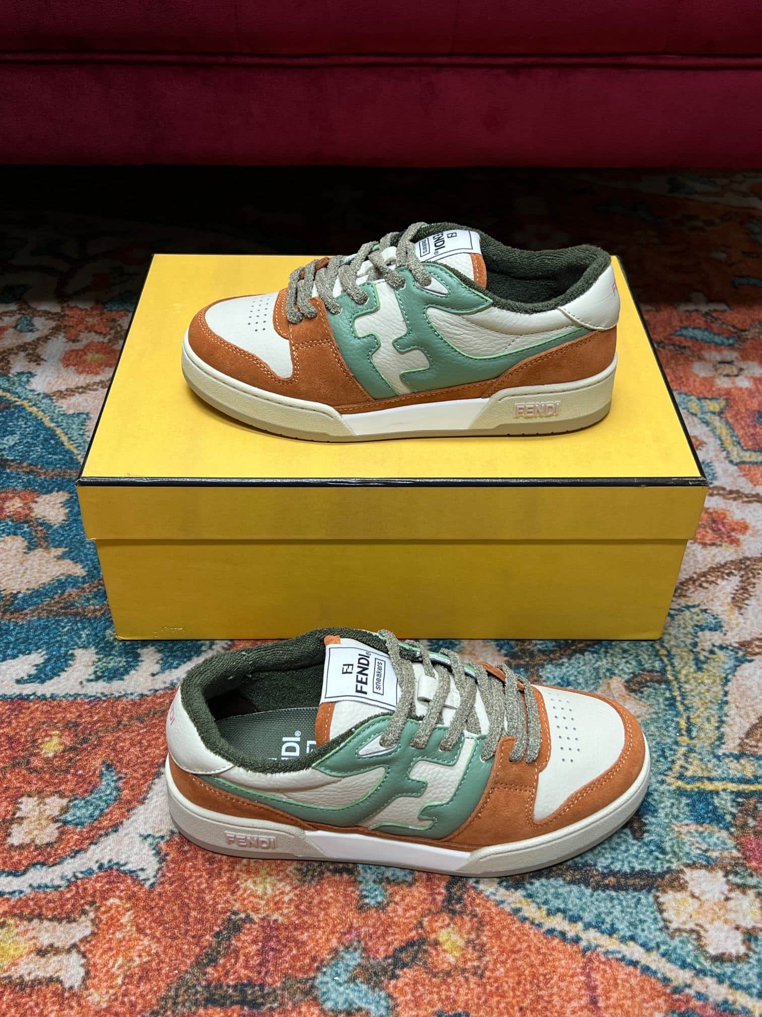 (1:1 replica) Fendi Match Low Tops In Amaranth For Women 8E8252AI1NF1H1E