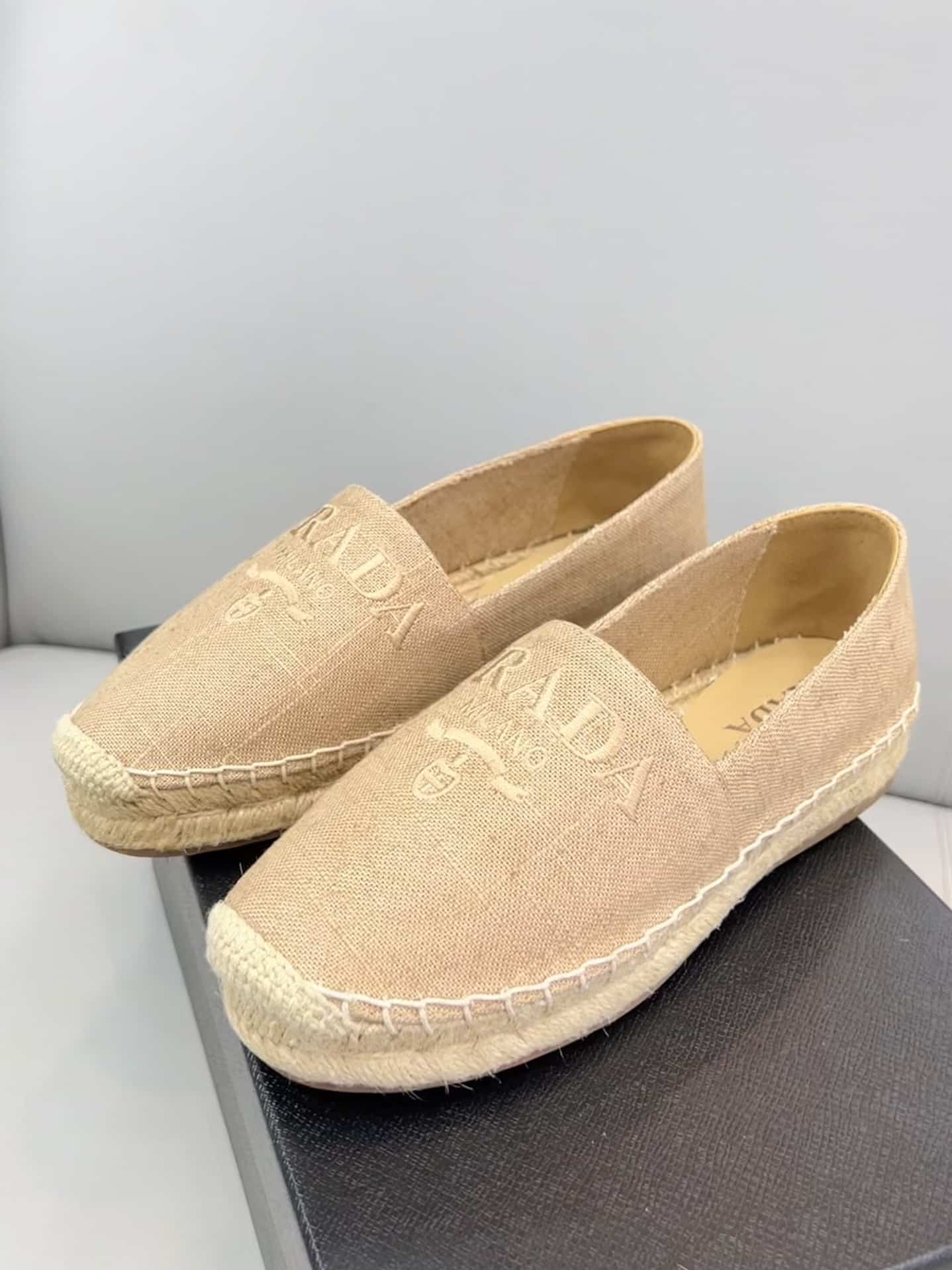 (1:1 replica) Prada Linen Espadrilles Beige For Women 0.8in/20mm PRD 1S841M_376_F0065_F_020