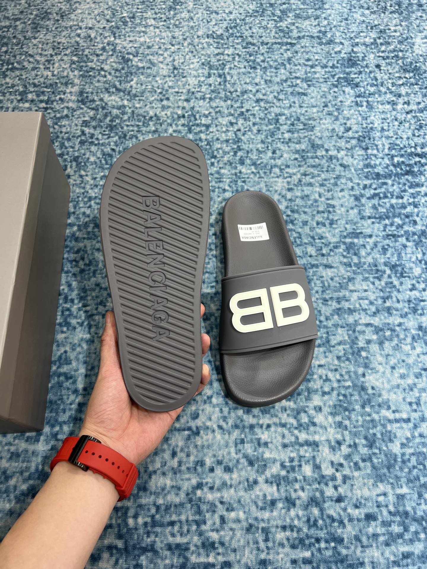 (1:1 replica) Balenciaga Pool Slide Sandal Grey For Women
