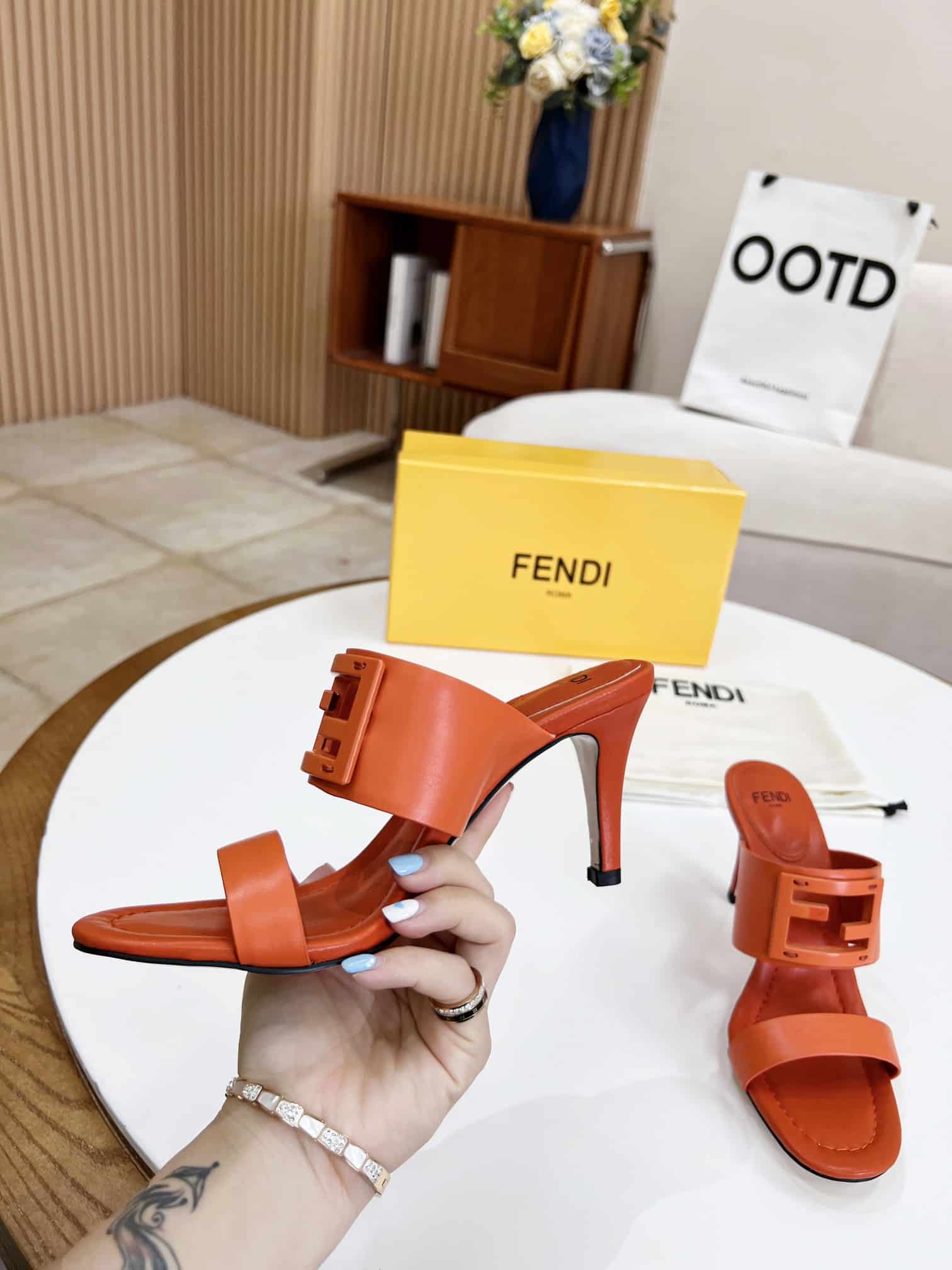 (1:1 replica) Fendi Baguette Brown Heels For Women 8R8287AE7TF1C4R