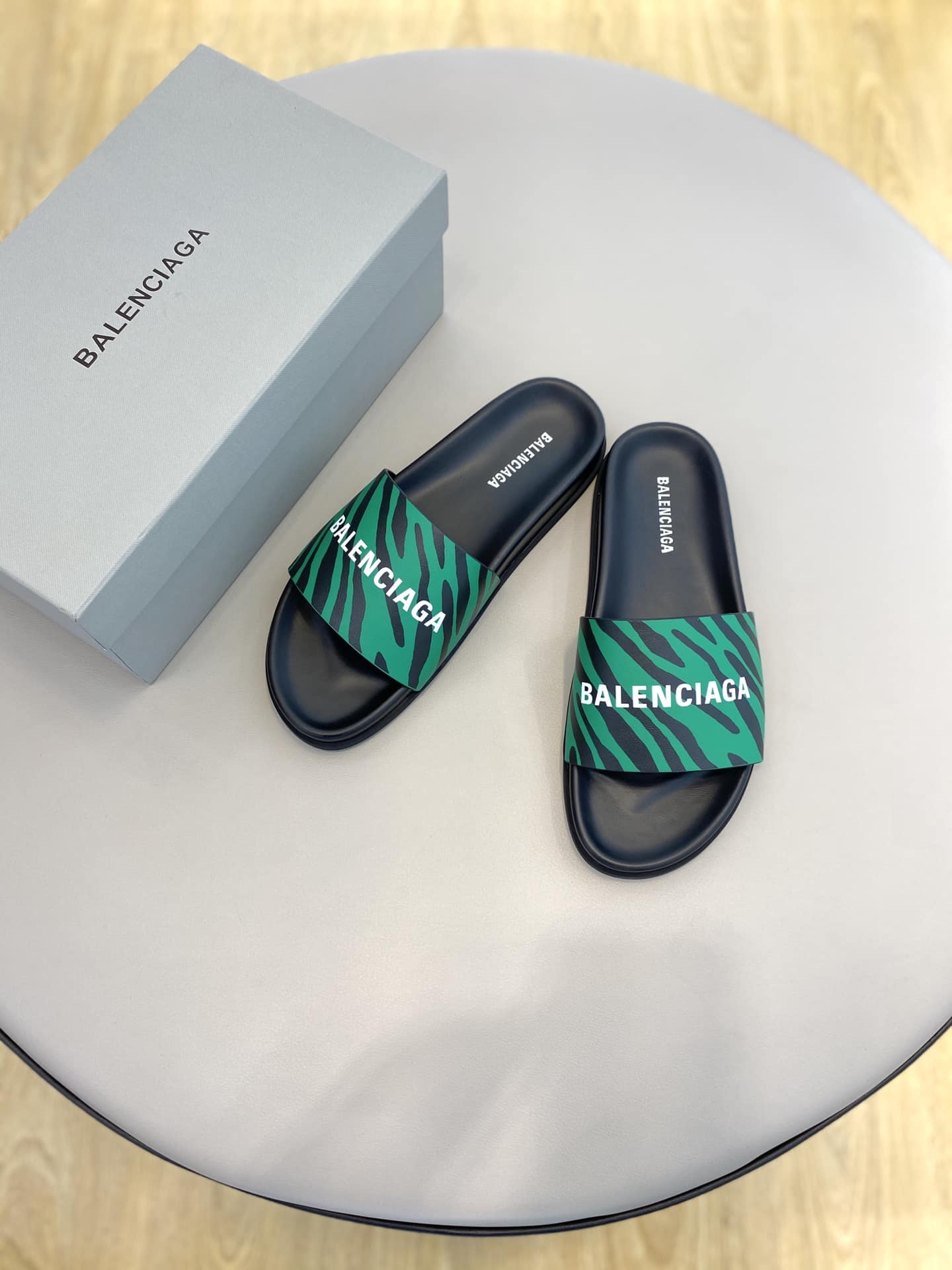 (1:1 replica) Balenciaga Slide Sandal Green For Women