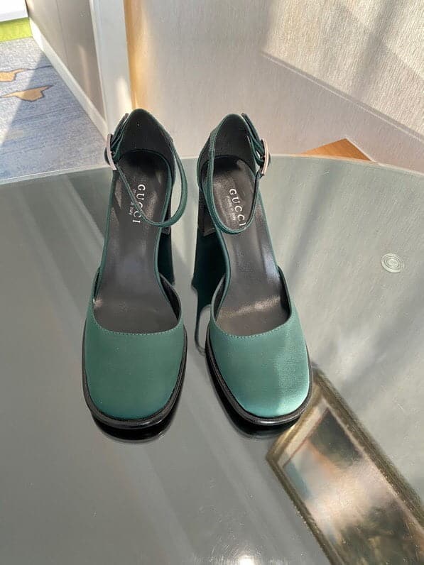 (1:1 replica) Gucci Platform Sandal By Matelasse Green For Women GG