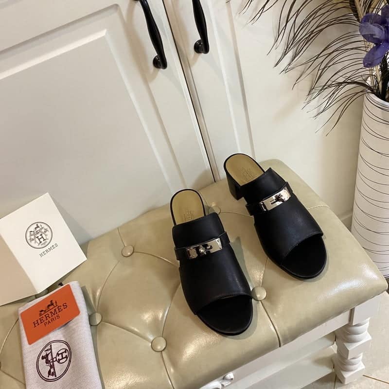 (1:1 replica) Hermes Candy Sandal Black For Women, Women s Shoes H211070Z