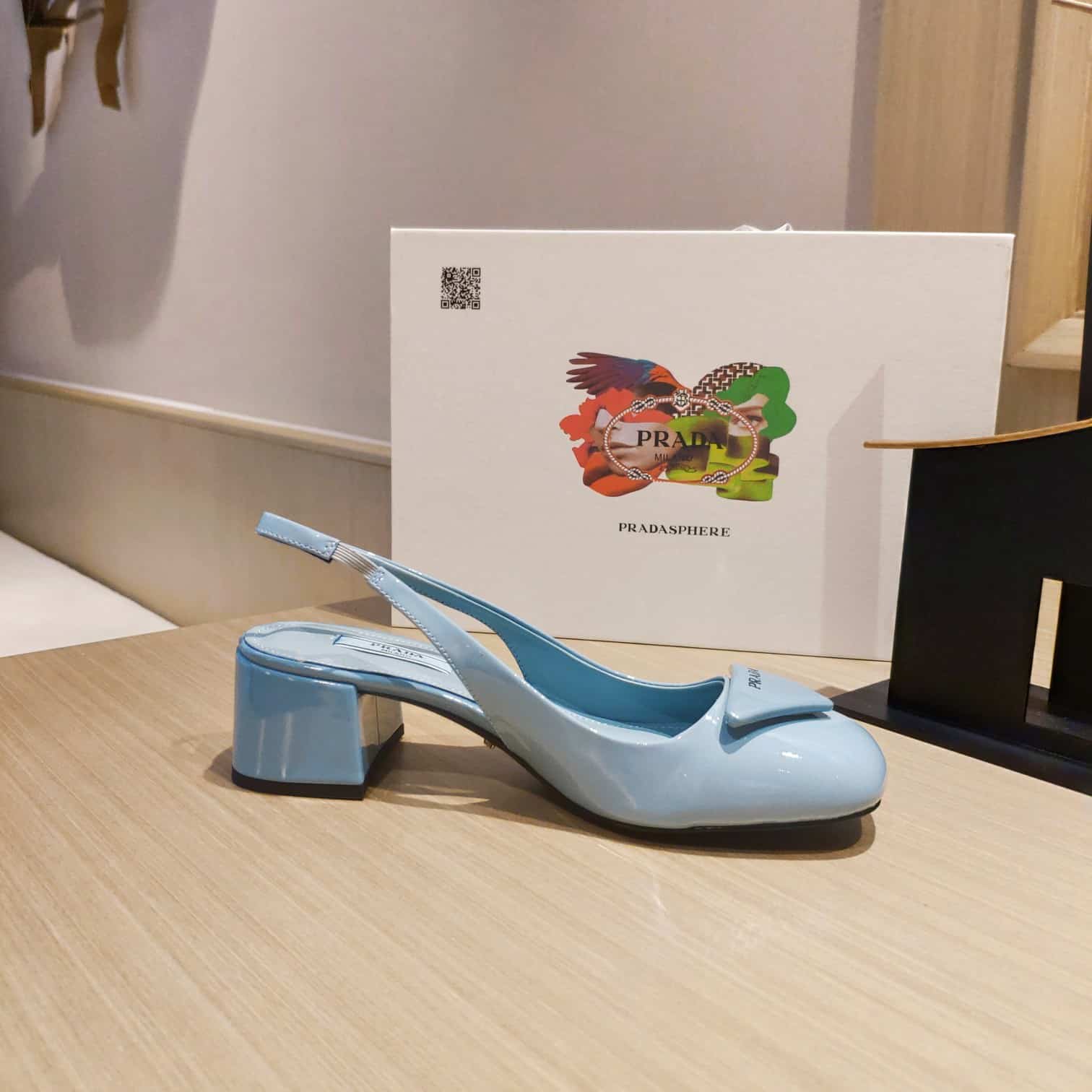 (1:1 replica) Prada Patent Sling-Back Pumps Blue For Women 1.8in/45mm PRD