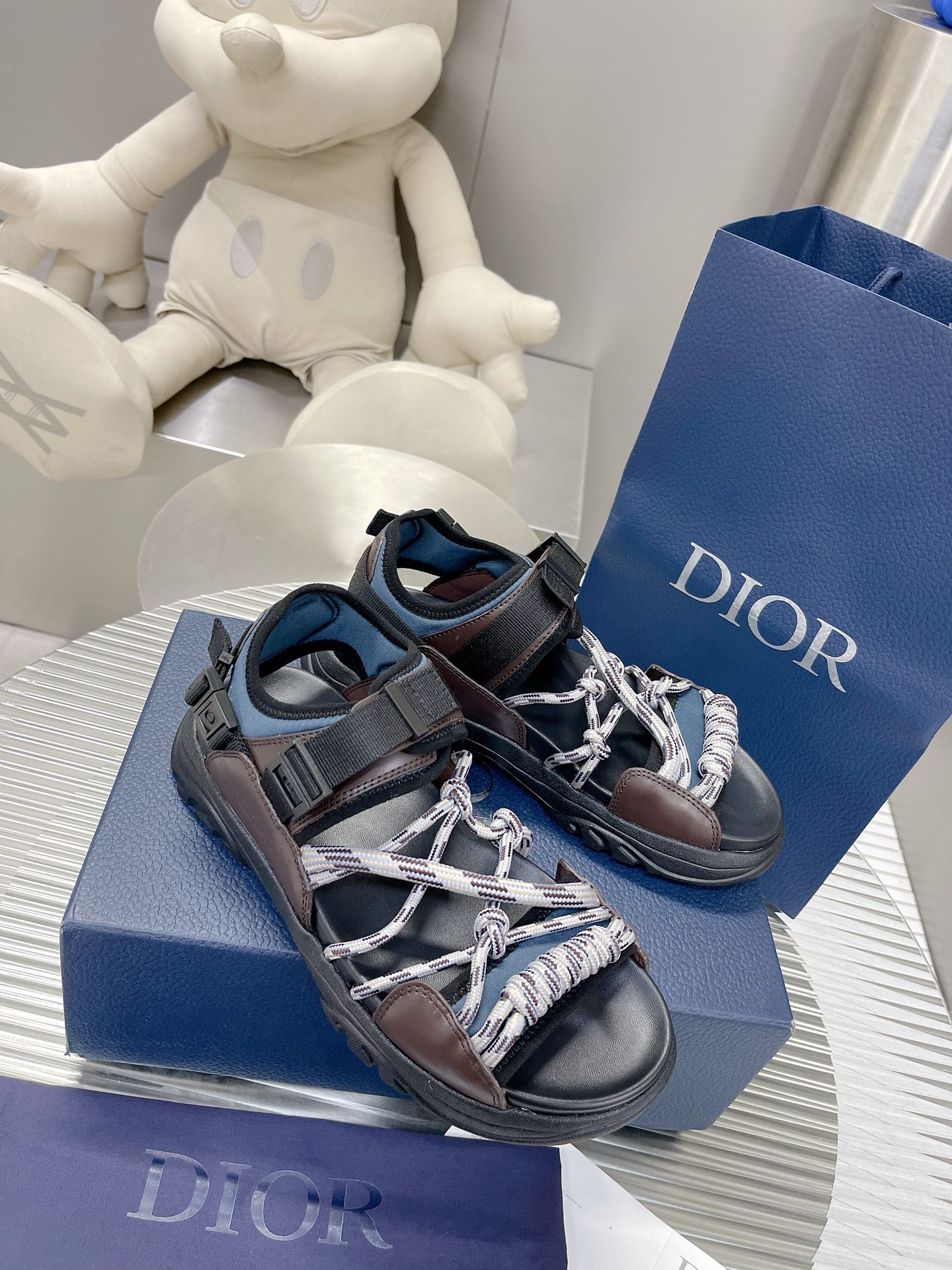 (1:1 replica) Christian Dior Women s Dior H-Town Sandal Brown And Blue For Women CD