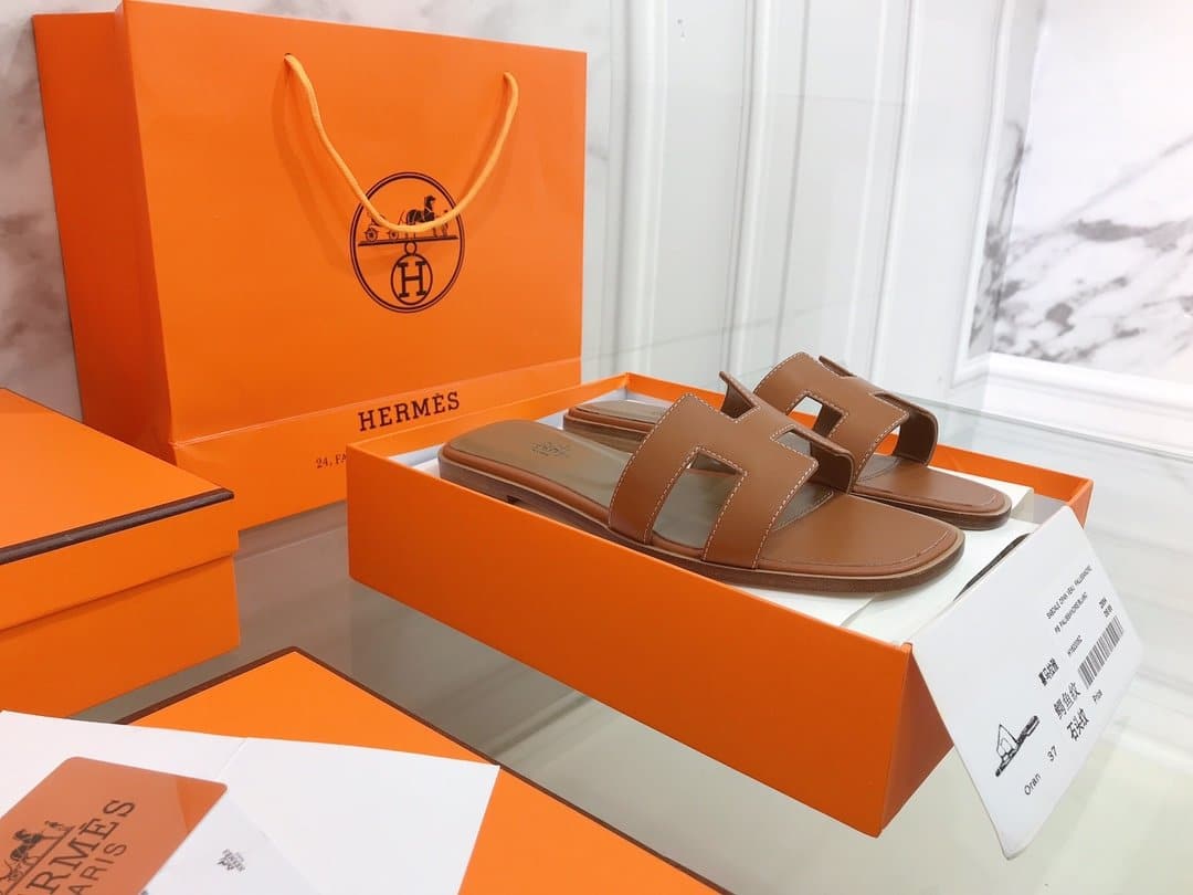 (1:1 replica) Hermes Oran Sandal Brown For Women, Women s Shoes H021056Z