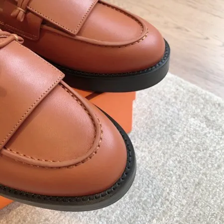 (1:1 replica) Hermes Women s Impact Loafers in Brown Leather HM067
