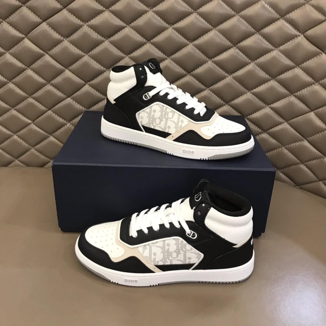 (1:1 replica) Christian Dior Women s B27 High-Top Sneaker Black And White For Women CD