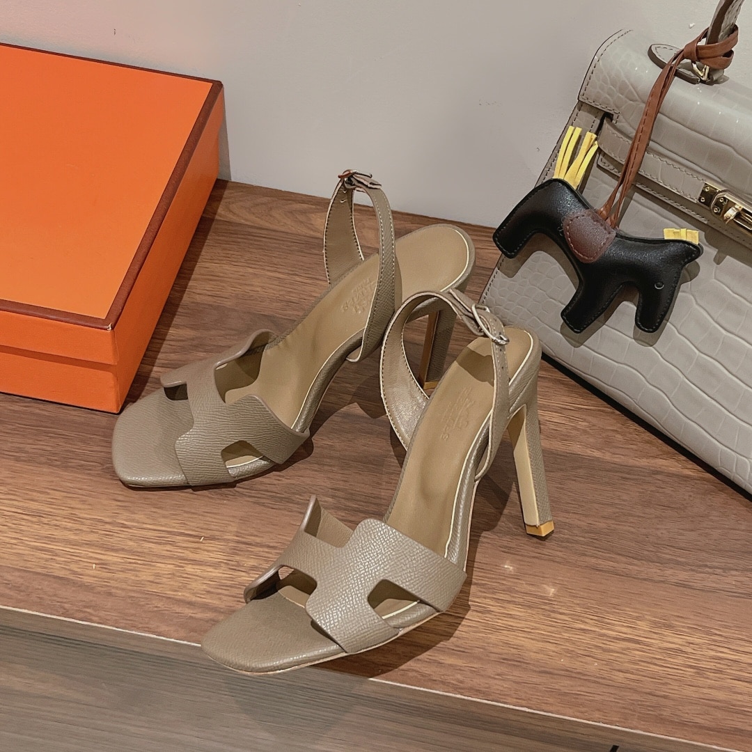 (1:1 replica) Hermes Ella Sandal Light Brown For Women 4.1in/10.5cm