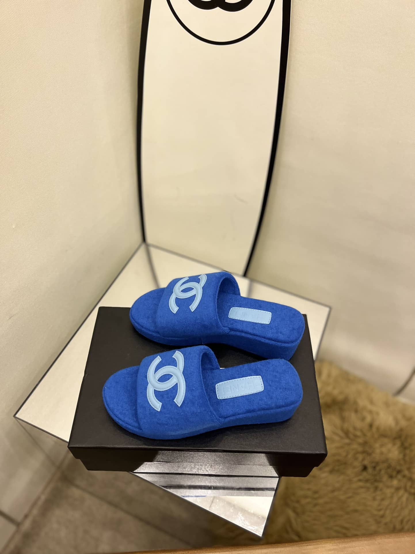 (1:1 replica) Chanel Women s Mules Blue For Women 1.5in/4cm