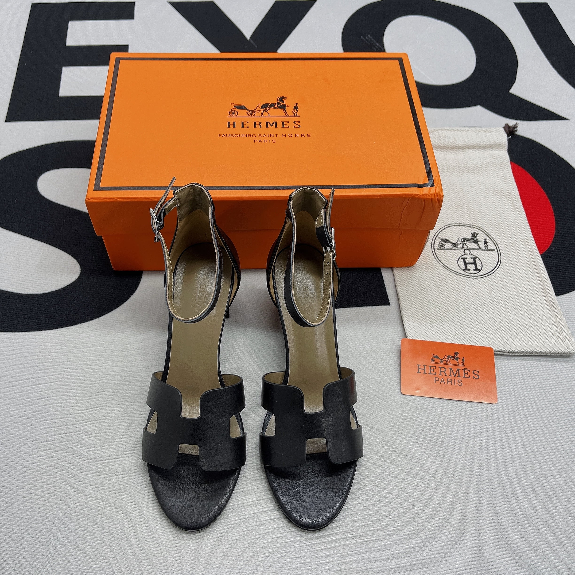 (1:1 replica) Hermes Legend Sandals Calfskin Leather Spring/Summer Collection Noir