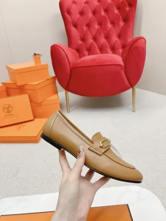 (1:1 replica) Hermes Women s Colette Loafers in Brown Leather HM070