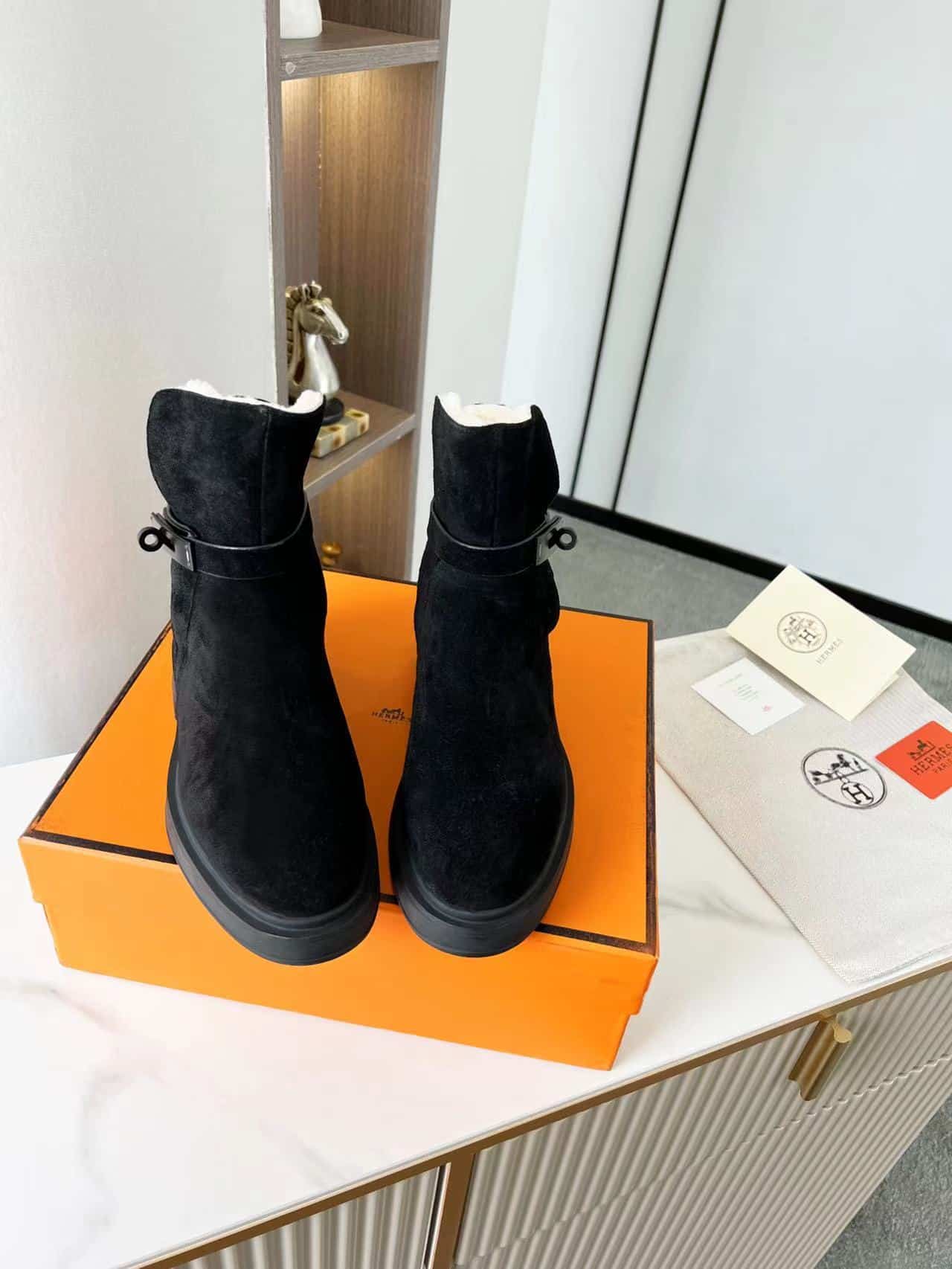 (1:1 replica) Hermes Veo Ankle Boot Black For Women, Women s Shoes H212113Z