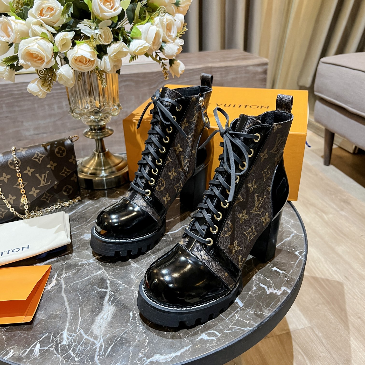 (1:1 replica) Louis Vuitton Women s Star Trail Ankle Boot Brown For Women LV