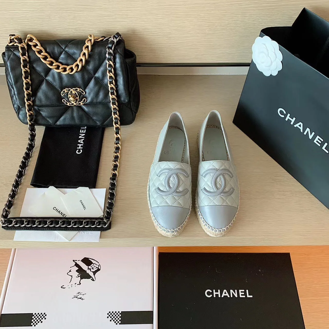 (1:1 replica) Chanel Espadrilles Light Grey/Dark Grey For Women, Women s Shoes G29762