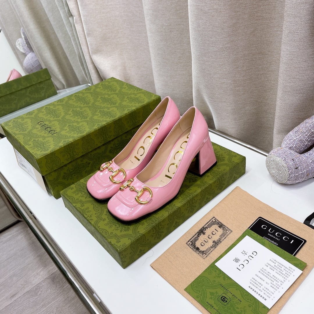 (1:1 replica) Gucci Women s Mid-Heel Ballet Flat With Horsebit Light Pink For Women GG