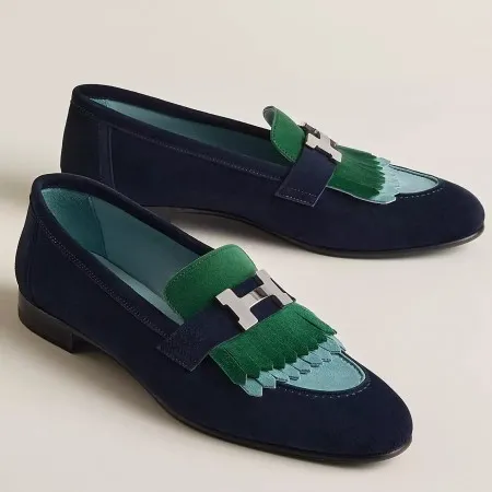 (1:1 replica) Hermes Women s Royal Loafers in Multicolor Suede Leather HM079