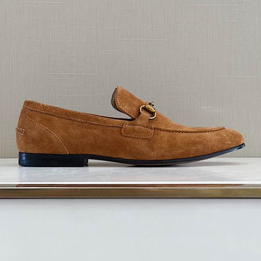 (1:1 replica) Gucci Jordaan Brown Suede Loafer GL088