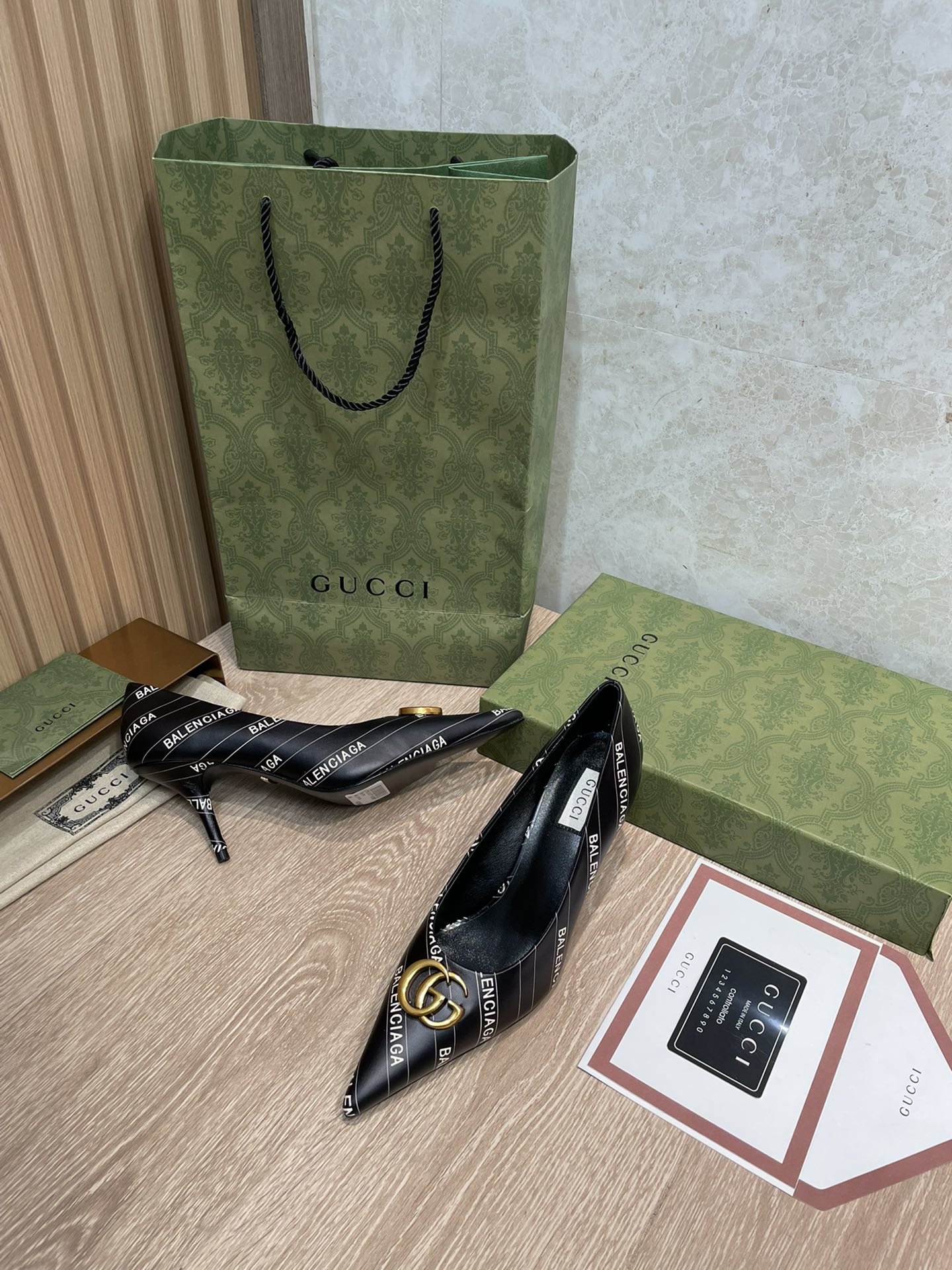 (1:1 replica) Gucci Balenciaga The Hacker Project Square Knife Pump Black For Women GG